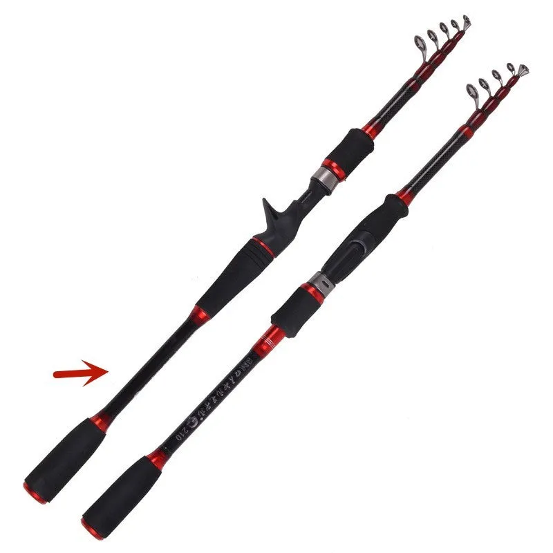 MH shrinking carbon fishing rod with straight shank handle collapsed to 60cm for portable storage