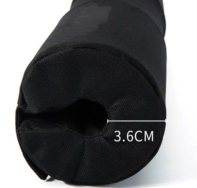 Black 45cm polyester barbell sponge cover for shoulder and neck cushioning during weightlifting and squats