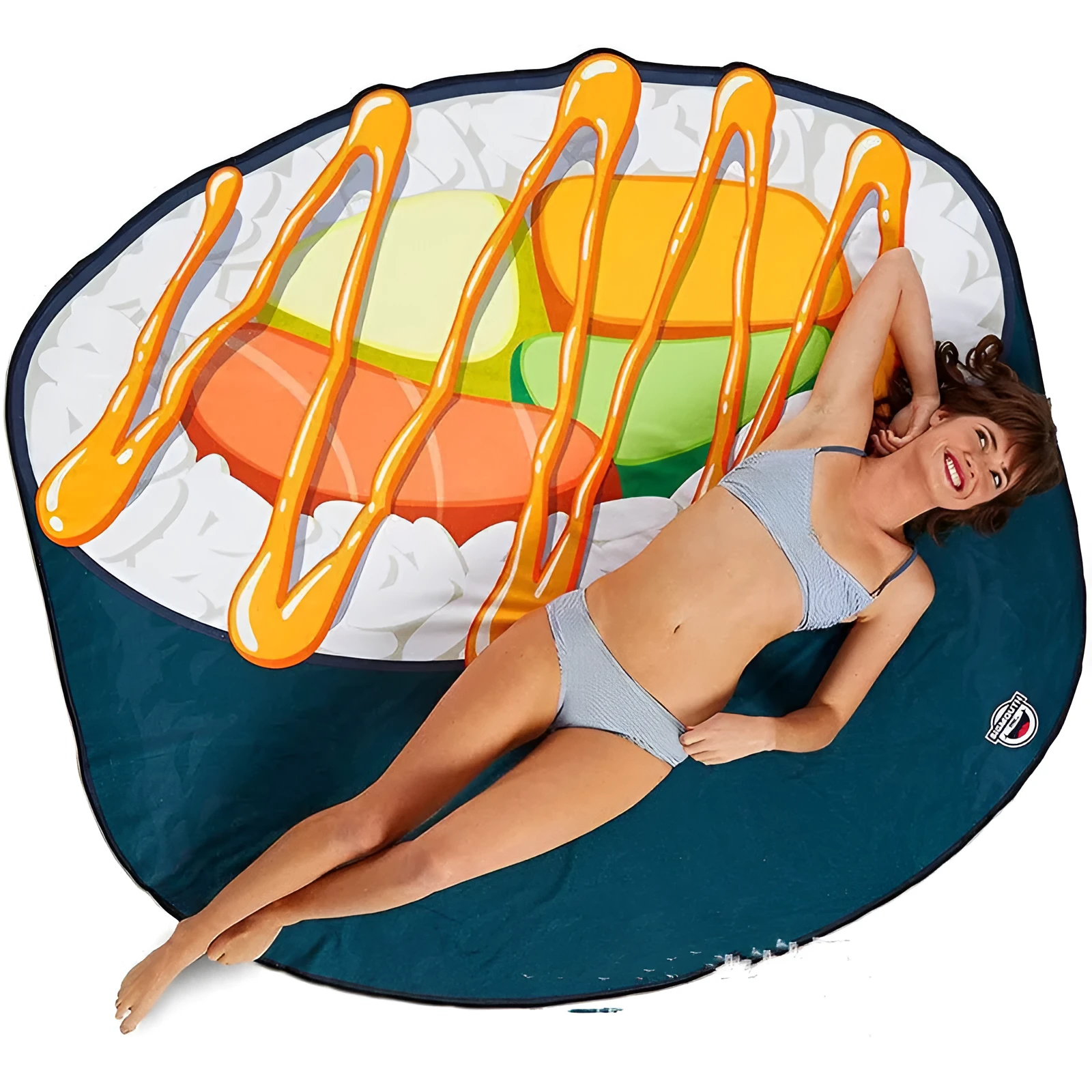 Water-absorbent quick-drying printed beach towel in avocado design, 170cm thin polyester section