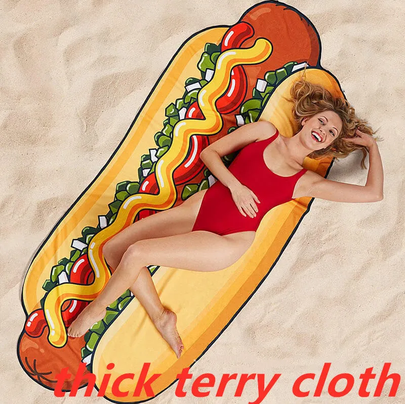 Water-absorbent quick-drying printed beach towel in avocado design, 170cm thin polyester section