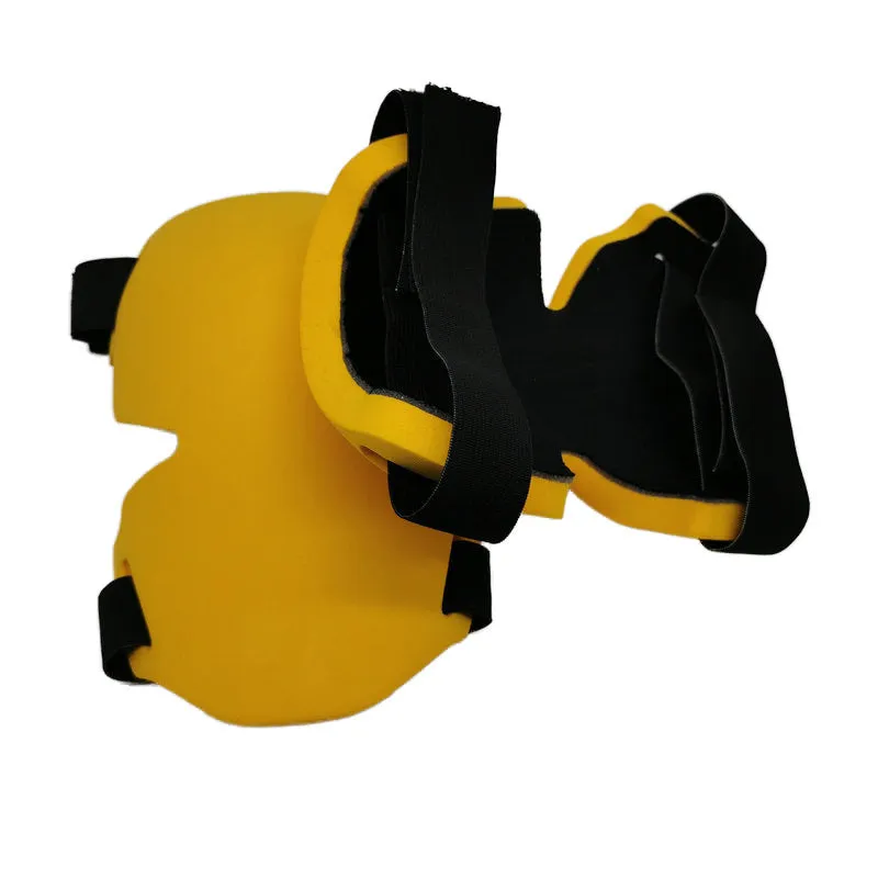 Black sports knee pad with EVA foam padding for outdoor construction and gardening use, 22 by 14 by 1.7 centimetres