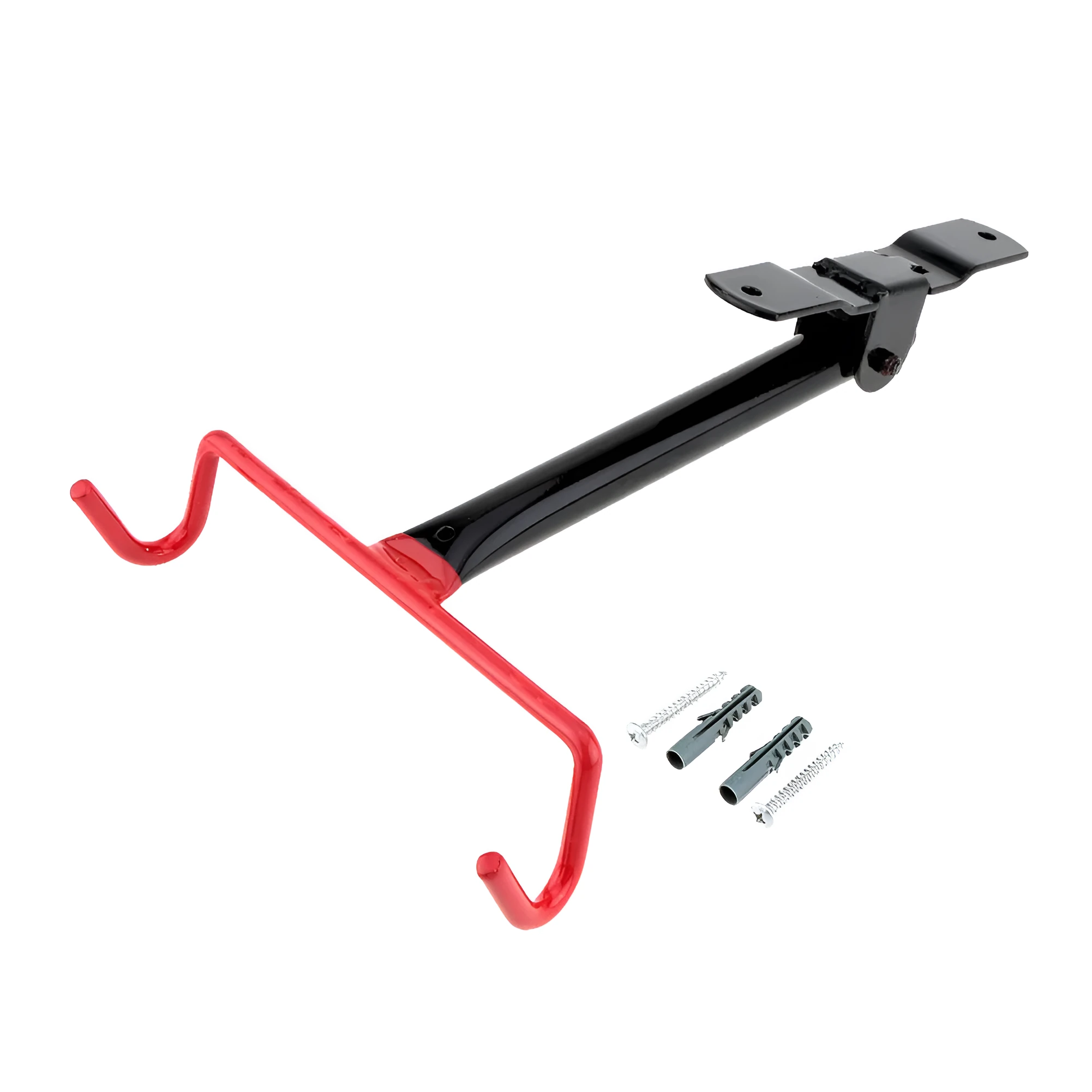 High strength steel bicycle rack in black, 270 x 200 x 350 mm, holding a bike rear wheel upright.