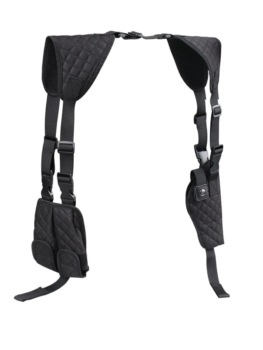 Outdoor holster portable hidden double magazine pouch in black nylon for unisex concealed carry