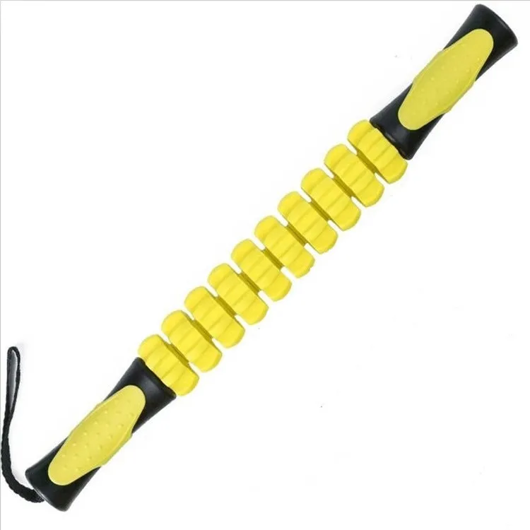 Fascia roller muscle relax massage stick with four convex round heads, ABS plastic, in green