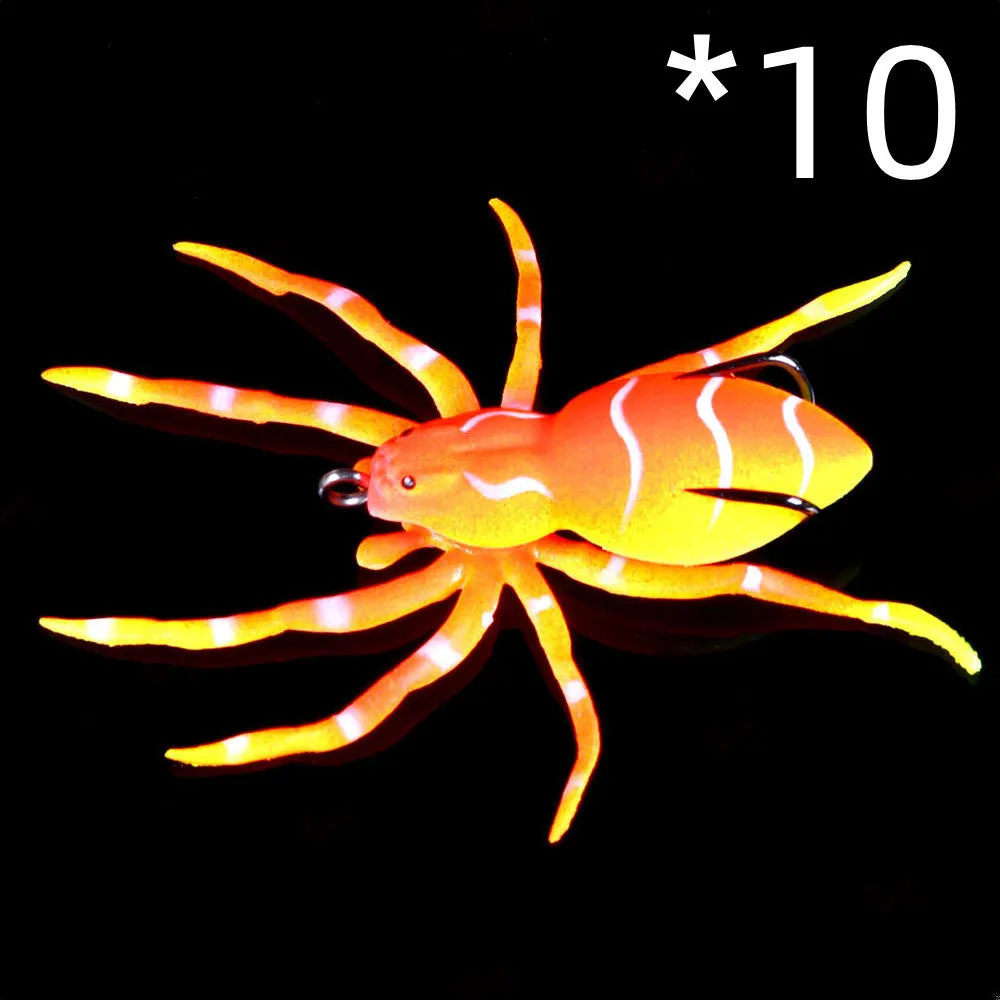 Bionic soft frog lure 8cm 7g plastic orange colour simulation spider lure for predator fishing