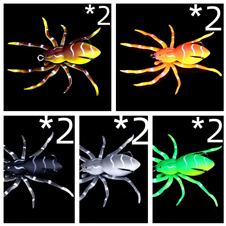 Bionic soft frog lure 8cm 7g plastic orange colour simulation spider lure for predator fishing