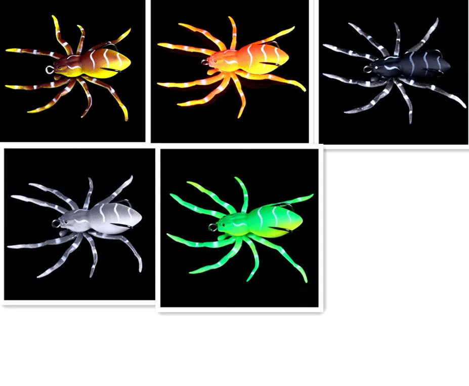 Bionic soft frog lure 8cm 7g plastic orange colour simulation spider lure for predator fishing