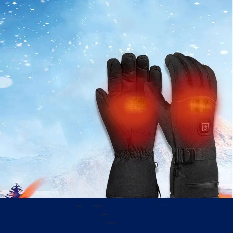 Thickened warm USB electric heating gloves in solid colour, unisex leather design