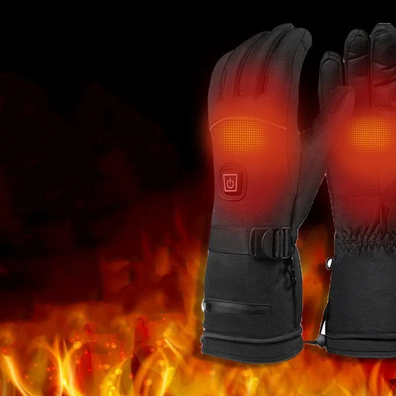 Thickened warm USB electric heating gloves in solid colour, unisex leather design