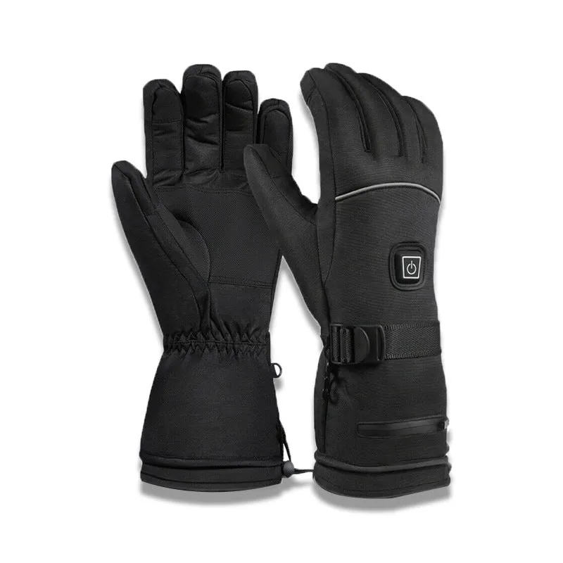 Thickened warm USB electric heating gloves in solid colour, unisex leather design