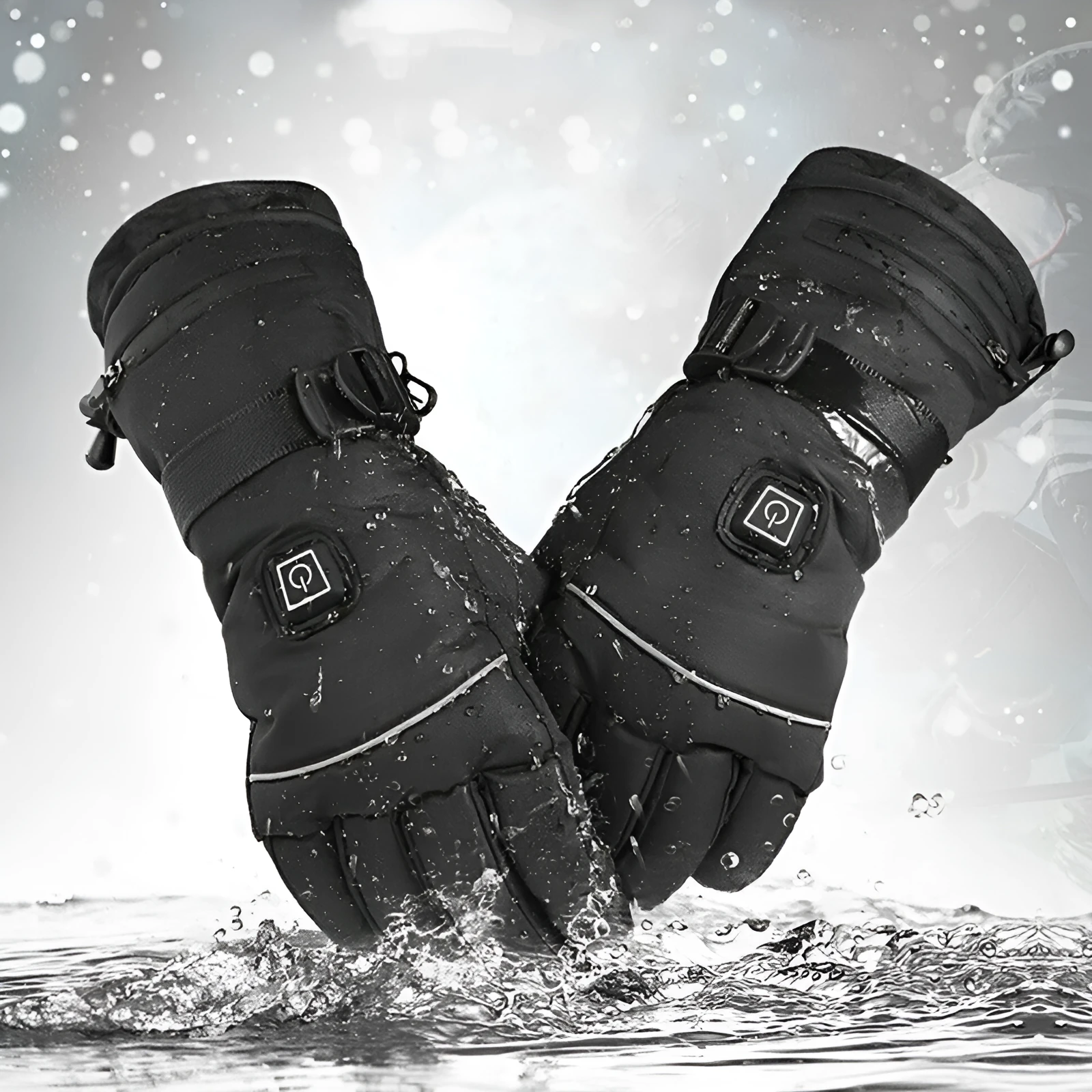 Thickened warm USB electric heating gloves in solid colour, unisex leather design