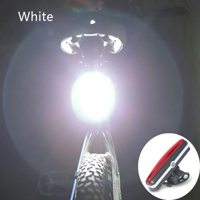USB rechargeable COB bicycle tail light red and blue to light colour option mounted on seat tube