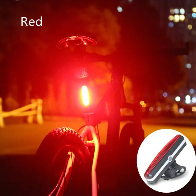 USB rechargeable COB bicycle tail light red and blue to light colour option mounted on seat tube