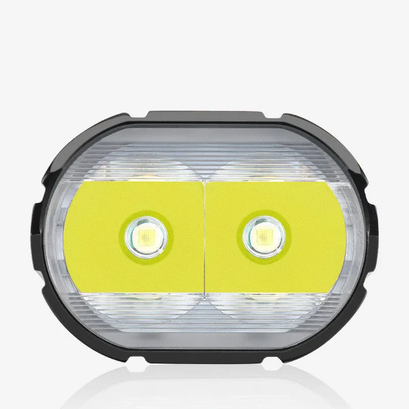 Rechargeable bicycle light with 1800 lumens, black aluminium alloy body, and secure mounting bracket on handlebar