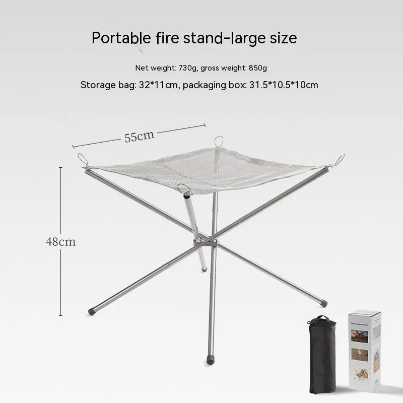 Silver stainless steel barbecue grill set with cooking net, shown in medium and large size options.