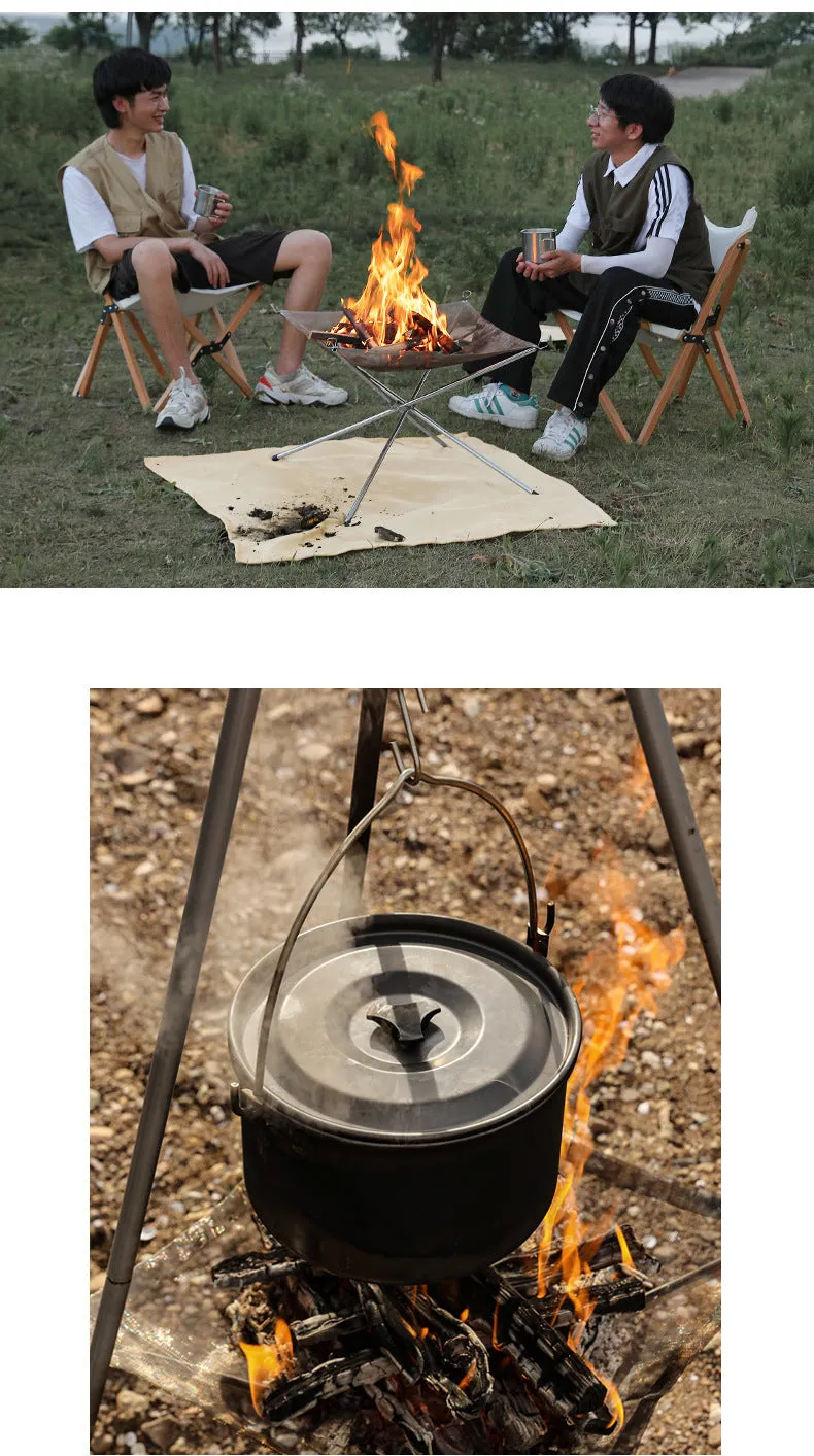 Silver stainless steel barbecue grill set with cooking net, shown in medium and large size options.