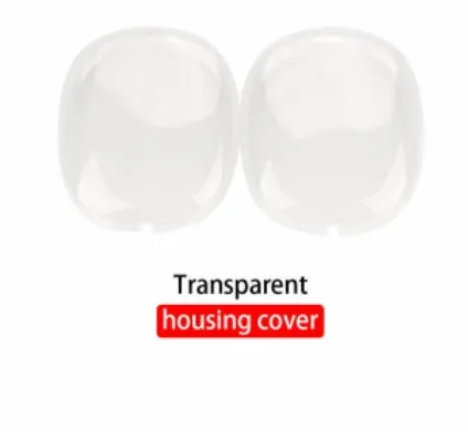 Silicone ear cap set for Apple AirPods MAX with transparent TPU shell, dimensions 90x108x30mm, available in multiple colours