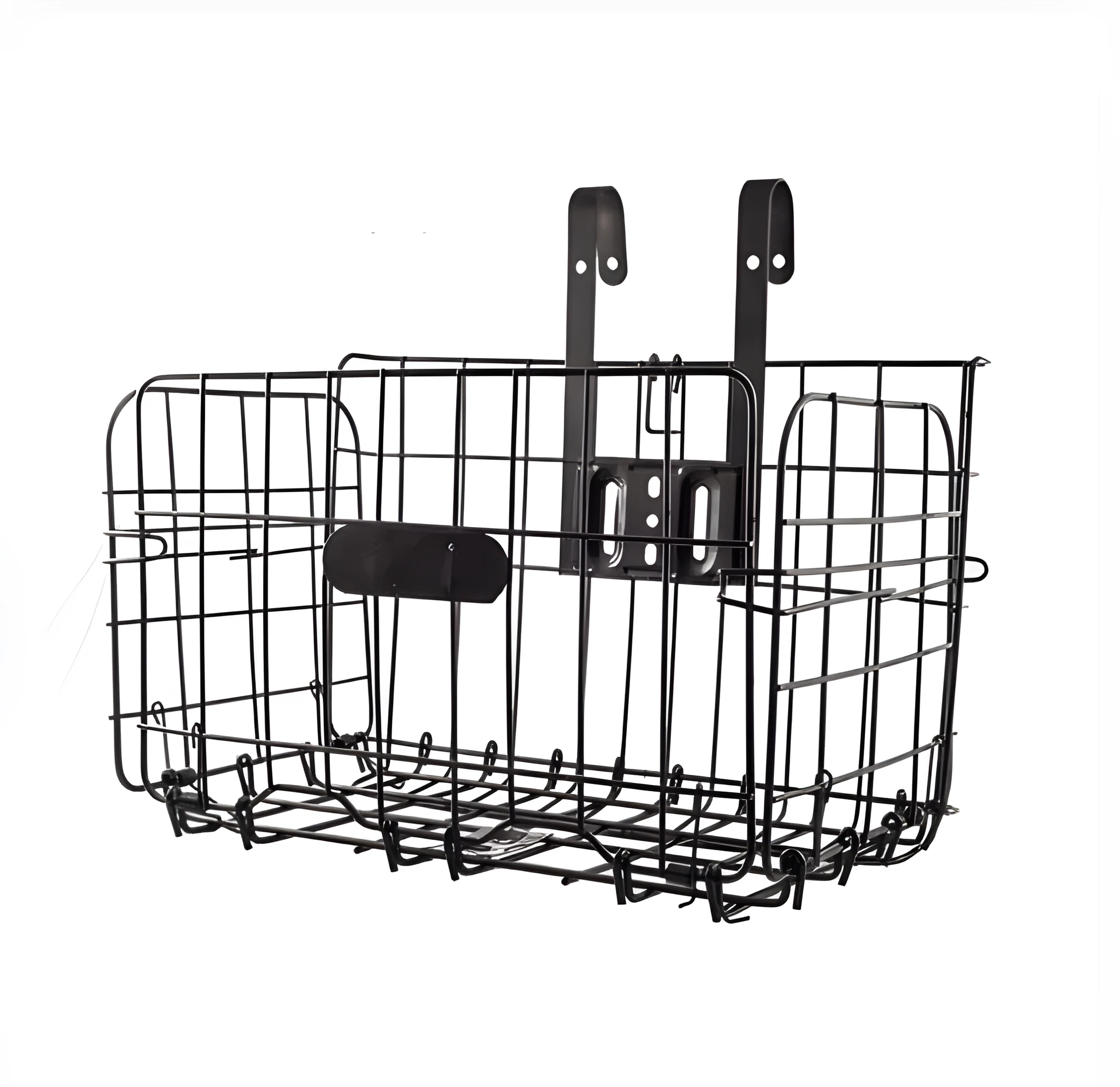 Folding steel bicycle basket in silver, 32.5 cm long, for mountain and road bikes