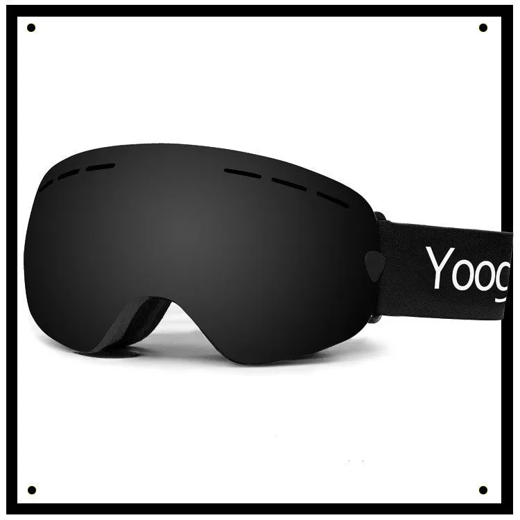 Adult double-layer anti-fog ski goggles with polycarbonate lens and silicone strap for skiing and cycling