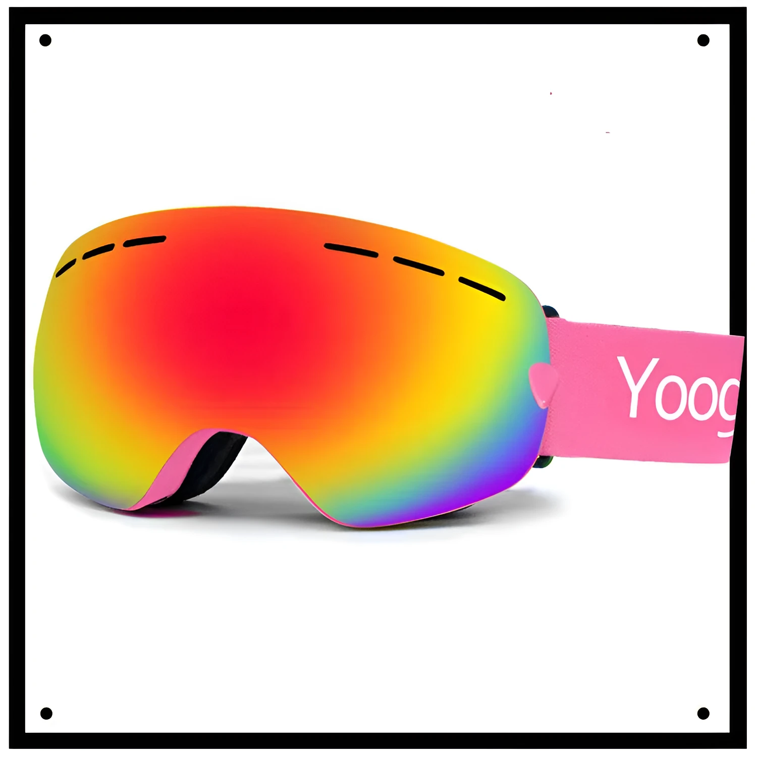 Adult double-layer anti-fog ski goggles with polycarbonate lens and silicone strap for skiing and cycling