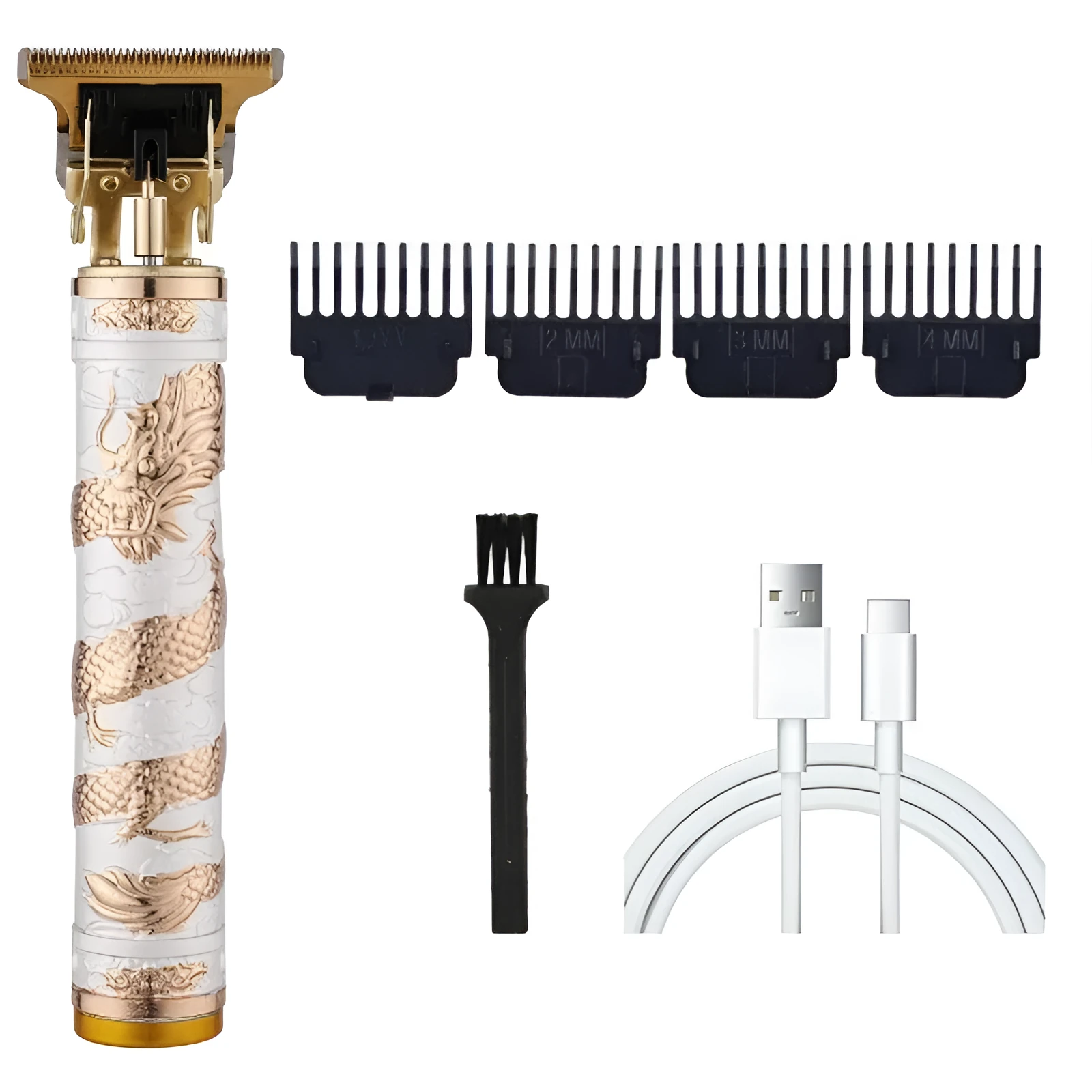 Carved electric clipper retro oil head hair trimmer for salon, with rechargeable copper core motor