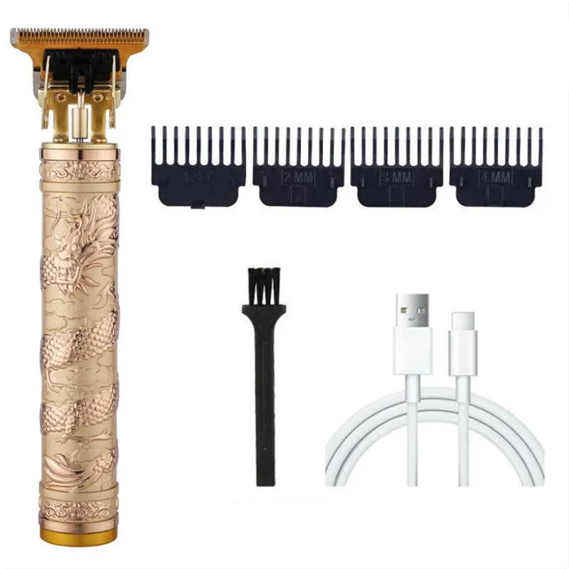 Carved electric clipper retro oil head hair trimmer for salon, with rechargeable copper core motor