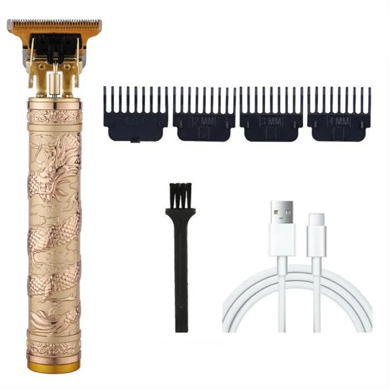 Carved electric clipper retro oil head hair trimmer for salon, with rechargeable copper core motor