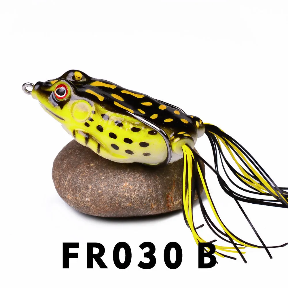 Thunder Frog simulation fake bait PVC surface lure in weedless frog shape, 6cm size, colour option shown