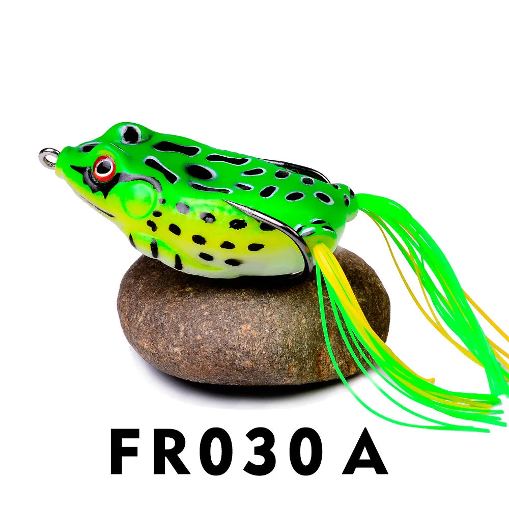 Thunder Frog simulation fake bait PVC surface lure in weedless frog shape, 6cm size, colour option shown