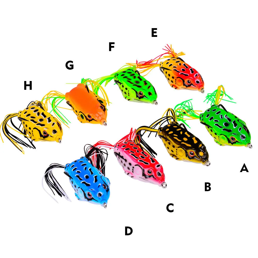 Thunder Frog simulation fake bait PVC surface lure in weedless frog shape, 6cm size, colour option shown