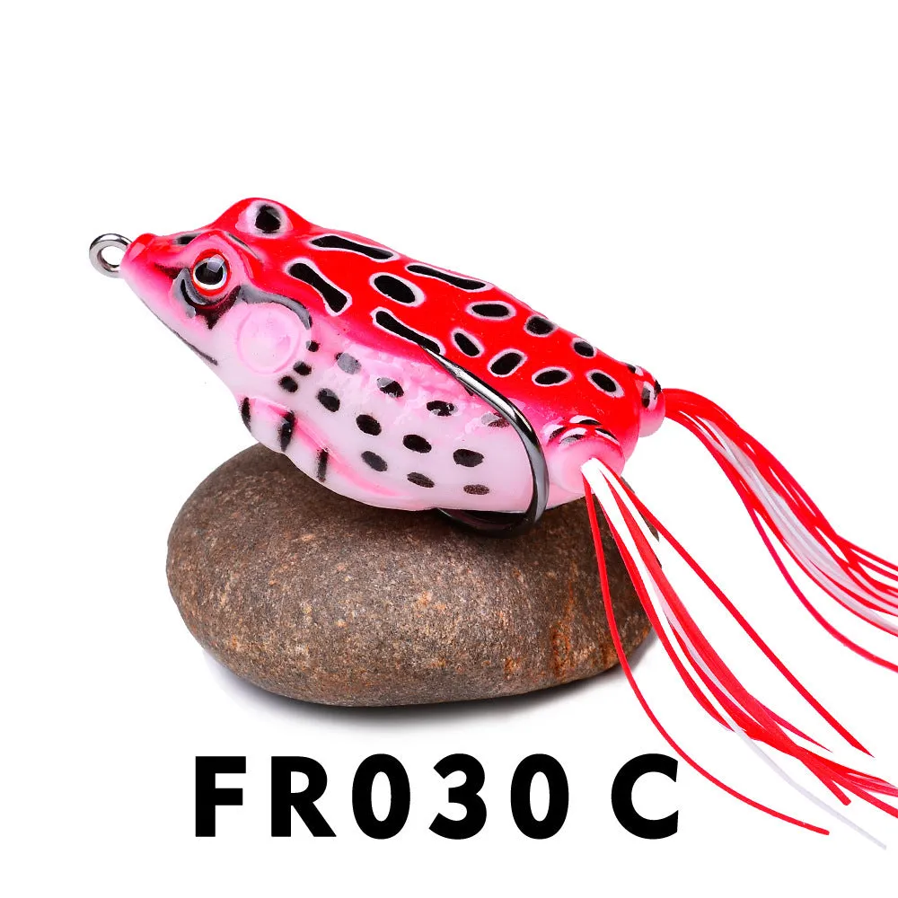 Thunder Frog simulation fake bait PVC surface lure in weedless frog shape, 6cm size, colour option shown