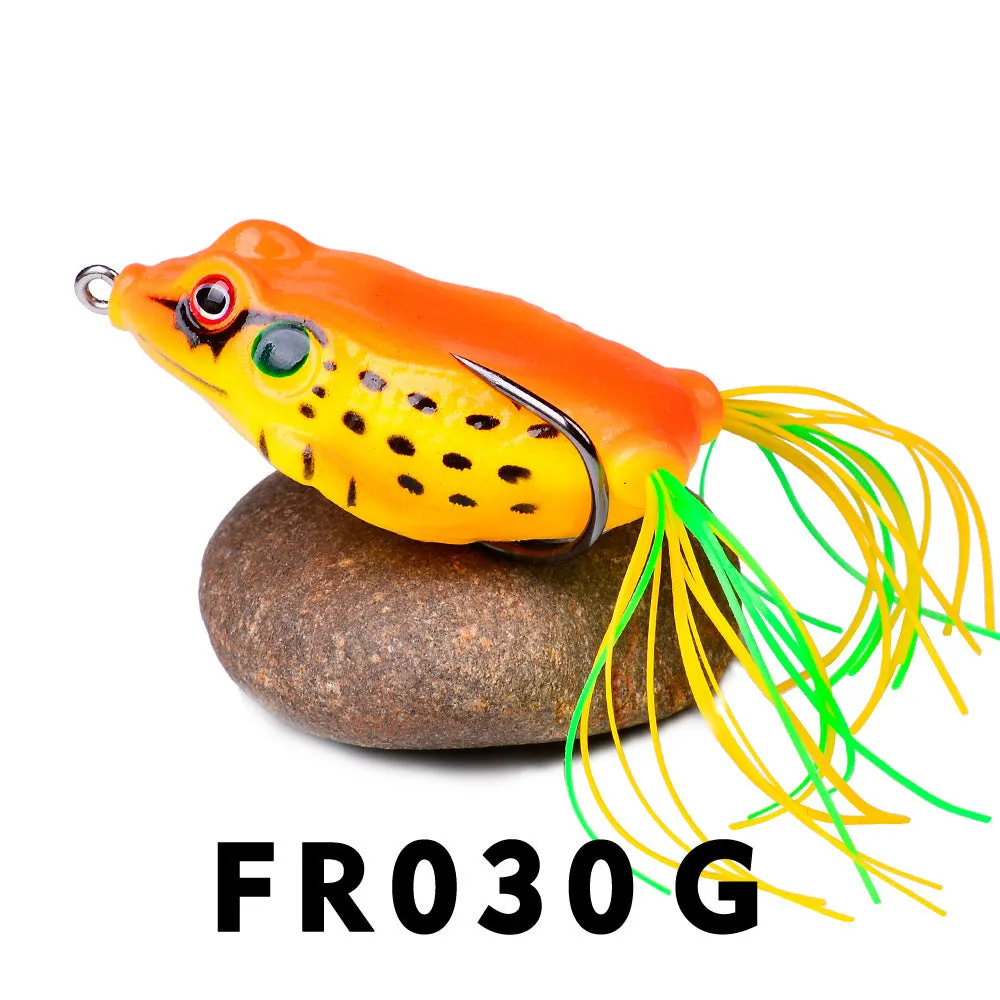 Thunder Frog simulation fake bait PVC surface lure in weedless frog shape, 6cm size, colour option shown