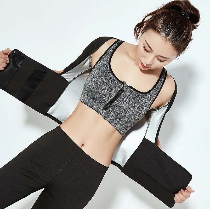 Women's yoga sweat suit set with loose breathable polyester fabric for weight loss fitness exercise