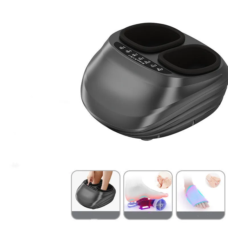 Household automatic kneading heating foot massager with 4D wrap, black basic style, push-button control