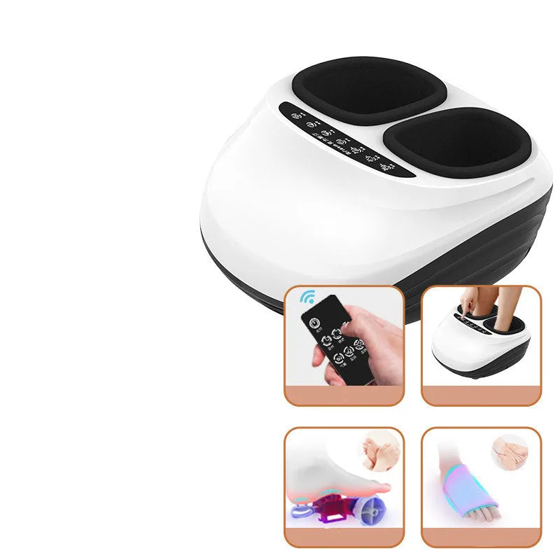 Household automatic kneading heating foot massager with 4D wrap, black basic style, push-button control