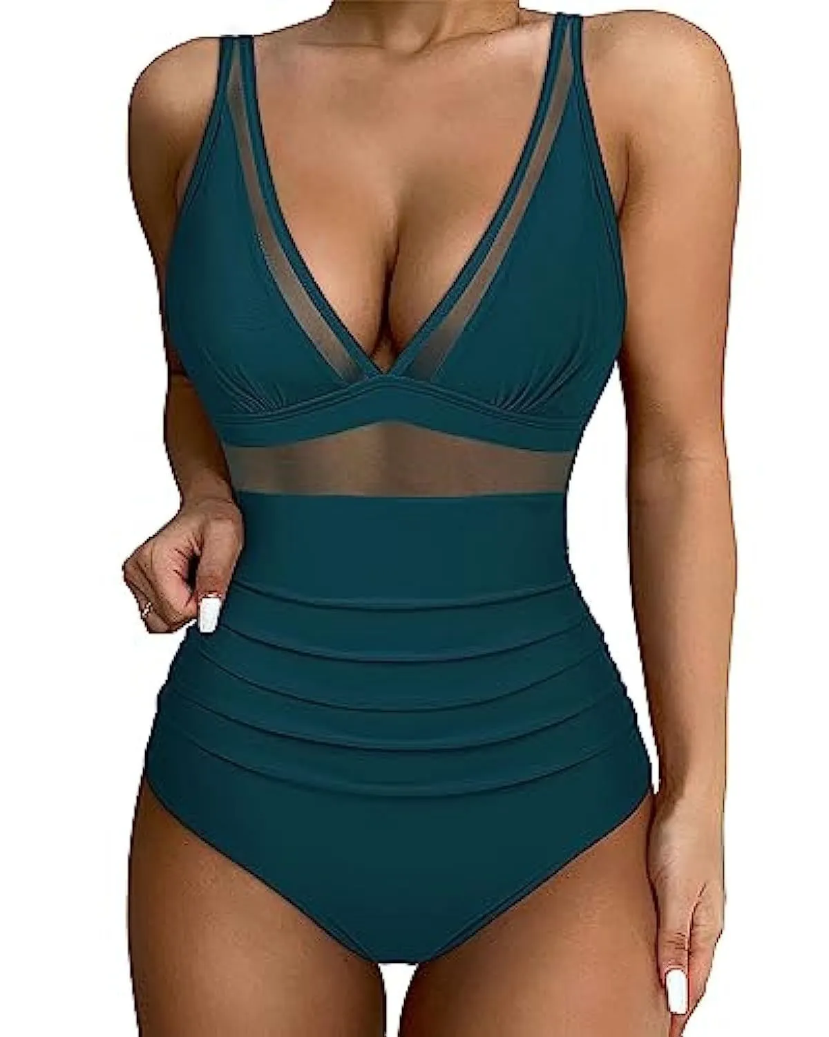 Women's high waist one-piece swimsuit in quick-drying polyester fabric