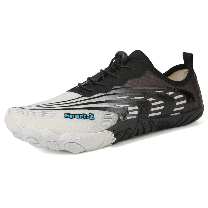 Men's and women's non-slip fitness sneakers with Lycra upper, rubber sole, low heel, available in 2026 White Blue colour