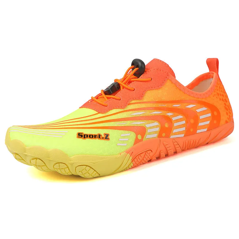 Men's and women's non-slip fitness sneakers with Lycra upper, rubber sole, low heel, available in 2026 White Blue colour