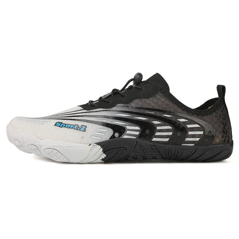 Men's and women's non-slip fitness sneakers with Lycra upper, rubber sole, low heel, available in 2026 White Blue colour