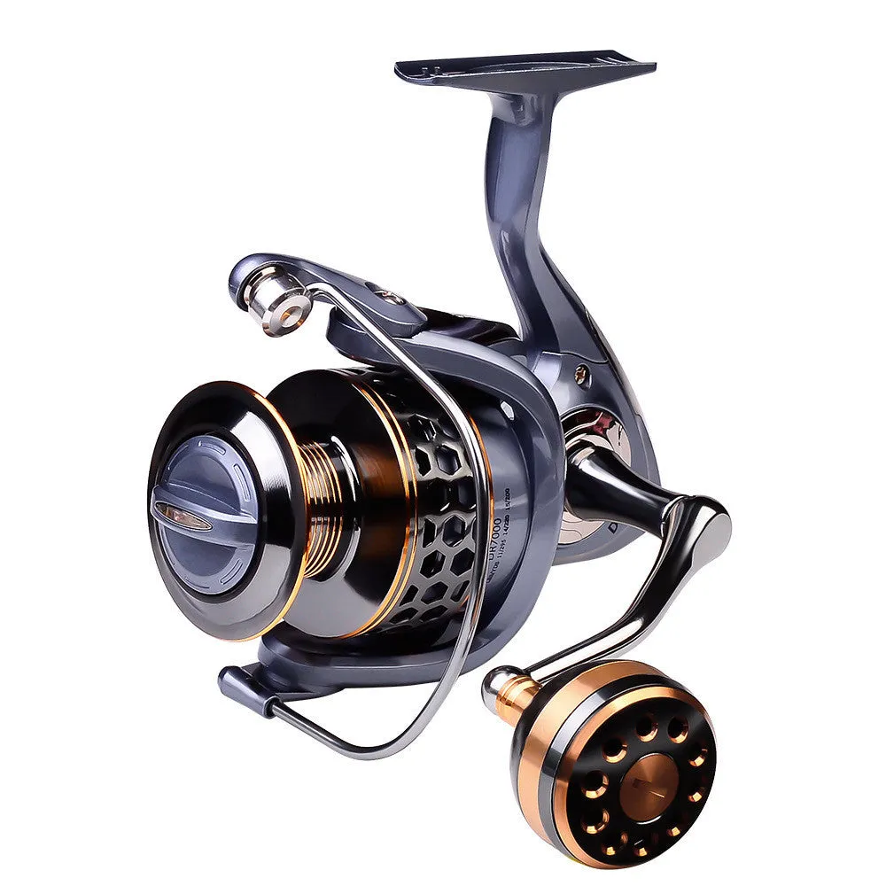 Full metal thread cup spinning reel with honeycomb aluminium spool and CNC metal rocker handle