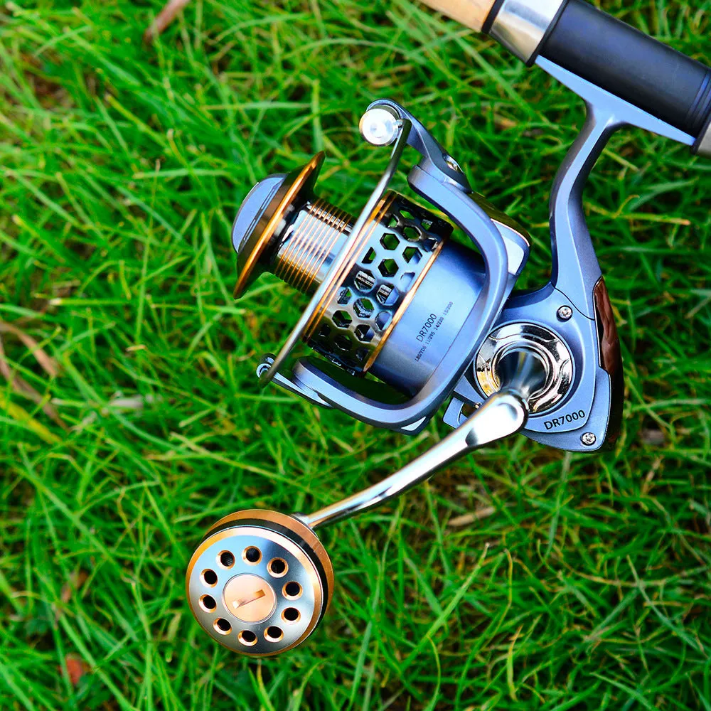 Full metal thread cup spinning reel with honeycomb aluminium spool and CNC metal rocker handle