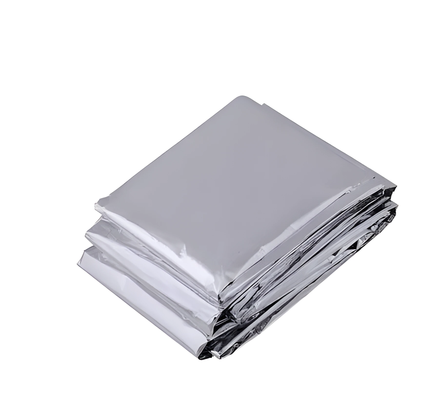 Gold silver emergency blanket made from PET film with reflective coating, 130x210cm size, for outdoor survival and rescue.