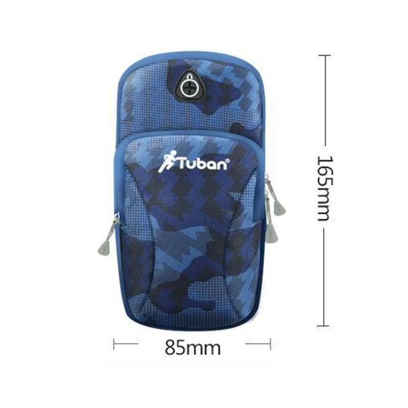 Running phone arm bag made of Oxford cloth in blue, wrist strap style for sports