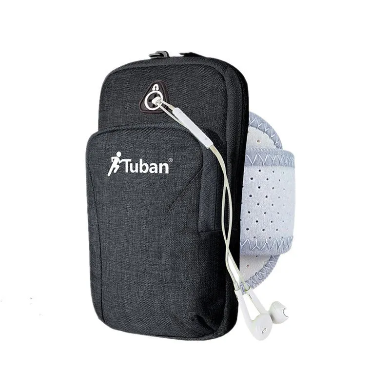 Running phone arm bag made of Oxford cloth in blue, wrist strap style for sports