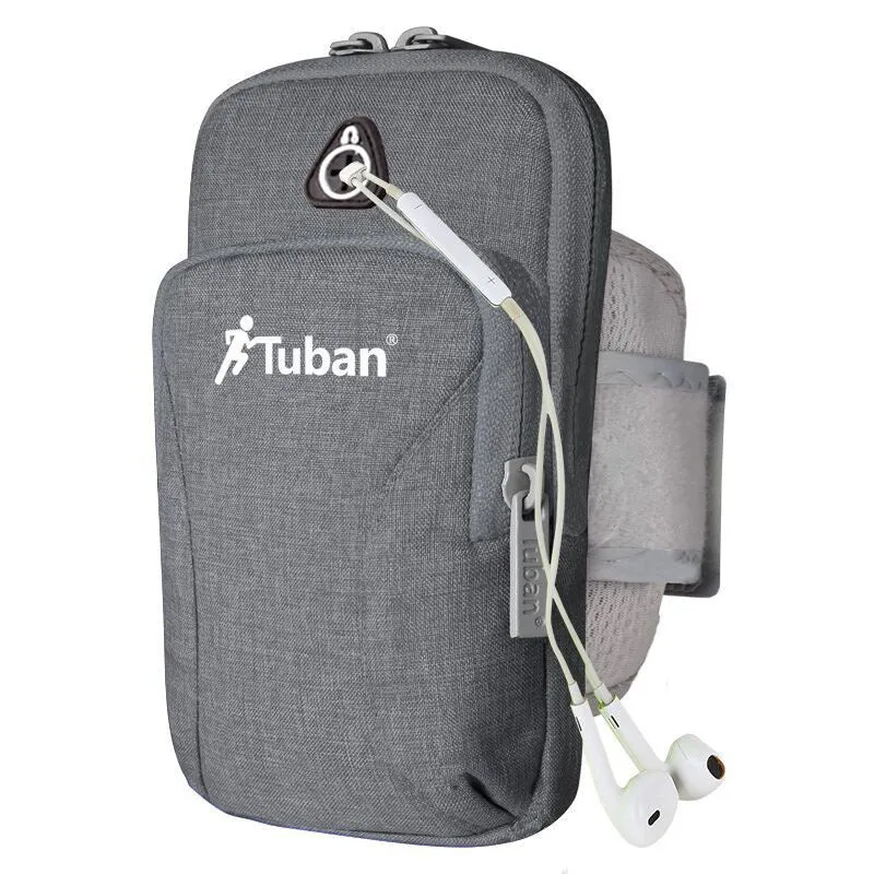 Running phone arm bag made of Oxford cloth in blue, wrist strap style for sports
