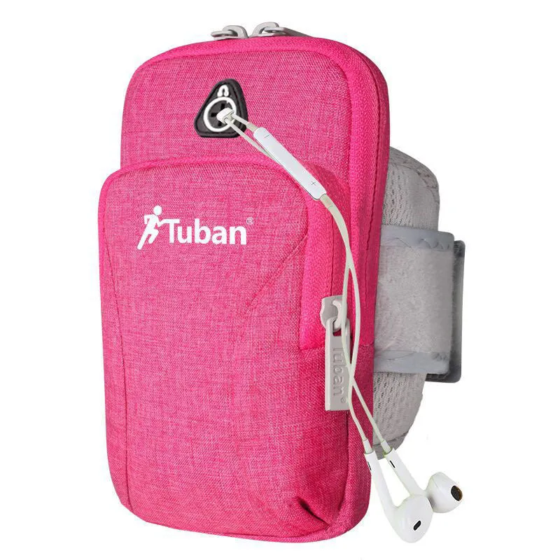 Running phone arm bag made of Oxford cloth in blue, wrist strap style for sports