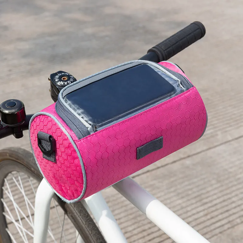 Water repellent polyester bicycle front handlebar bag with 3-litre capacity in black
