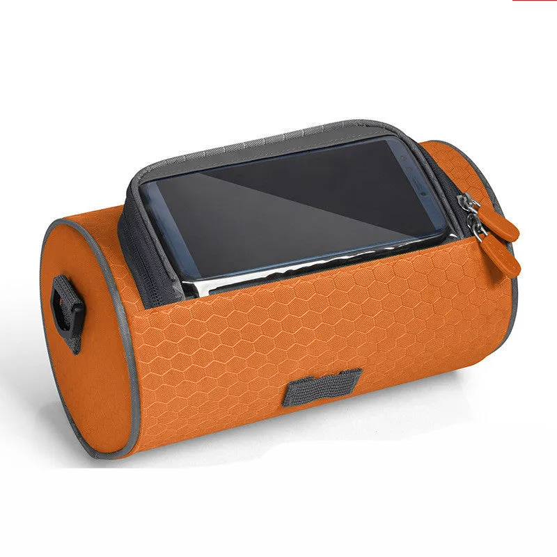 Water repellent polyester bicycle front handlebar bag with 3-litre capacity in black