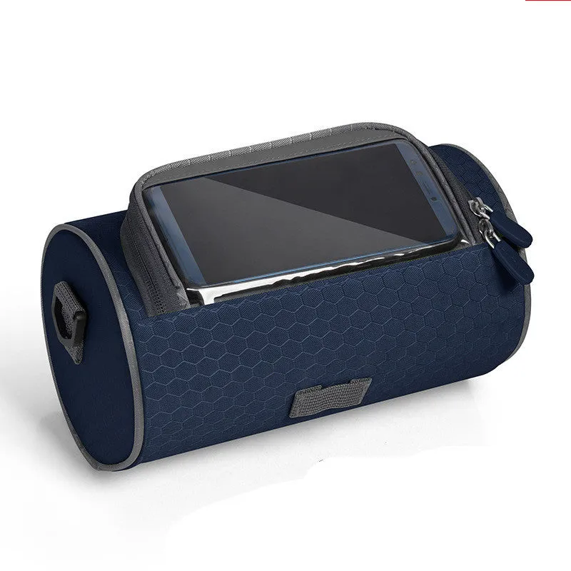 Water repellent polyester bicycle front handlebar bag with 3-litre capacity in black