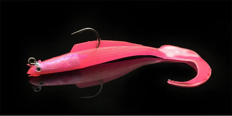 Creative simulation soft fishing lure 12cm with lead head and PVC body in pink colour option